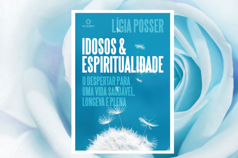 capa do livro idosos e espiritualidade azul com letras brancas